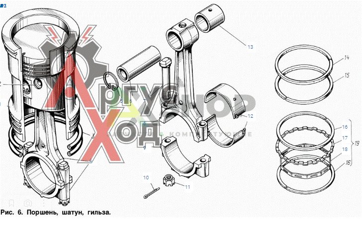 130-1000108-А2 Комплект гильз и деталей поршневой группы на 1 двигатель